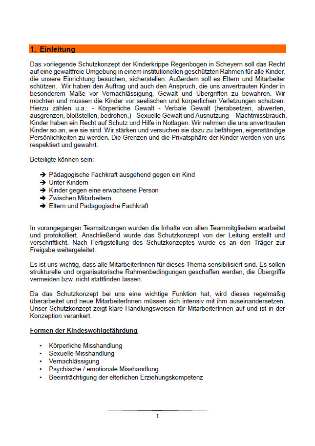 Schutzkonzept Kinderkrippe Regenbogen