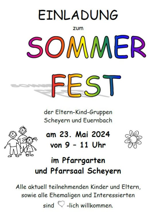 Einladung Sommerfest 2024 Eltern-Kind-Gruppen Scheyern
