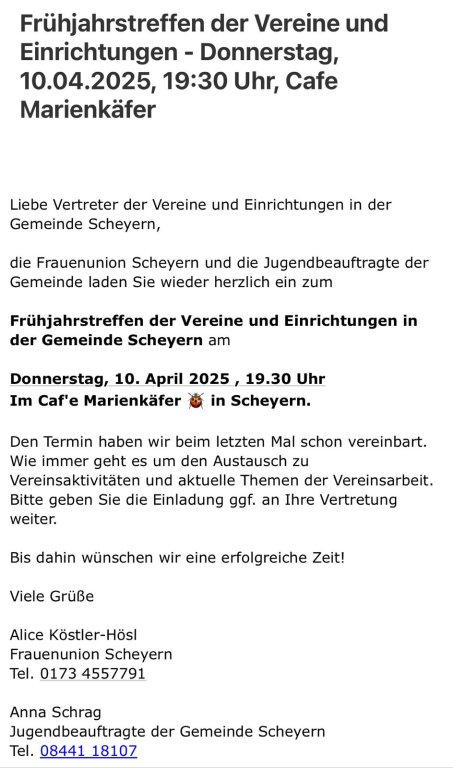 Frühjahrstreffen der Vereine 2025