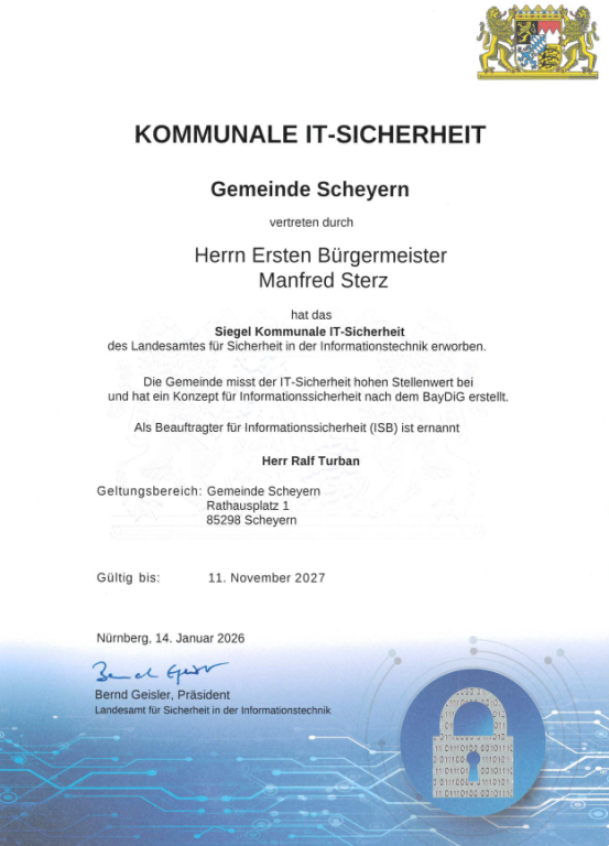 Urkunde Kommunale IT-Sicherheit